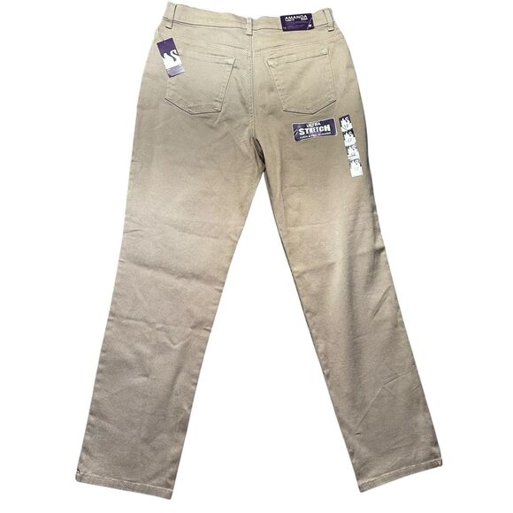 Gloria Vanderbilt Amanda Jeans Women 12 Khaki Classic Fit Tapered Stretch - Picture 2 of 16